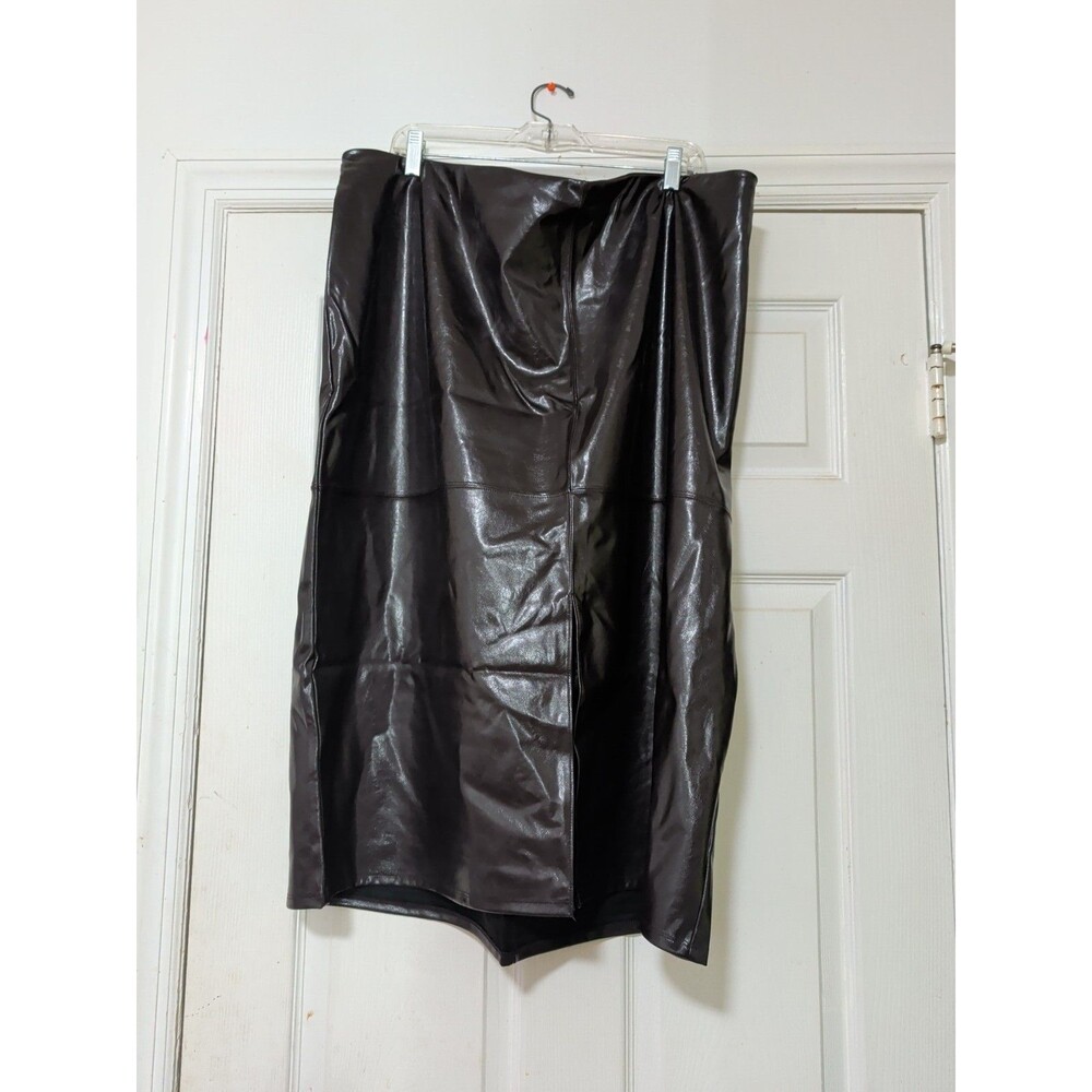 NWT A New Day Faux Leather Midi Skirt Dark Brown Women’s Size 24